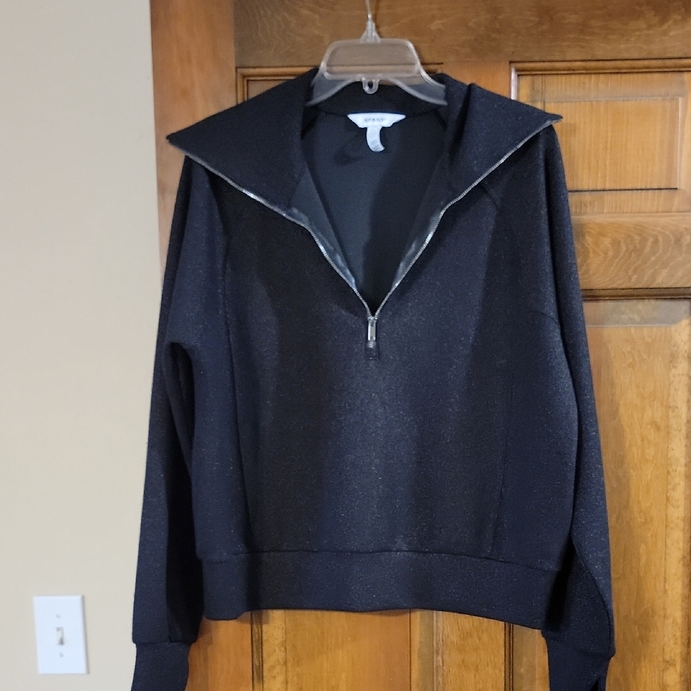 SPANX Black Zip-Up Sweater